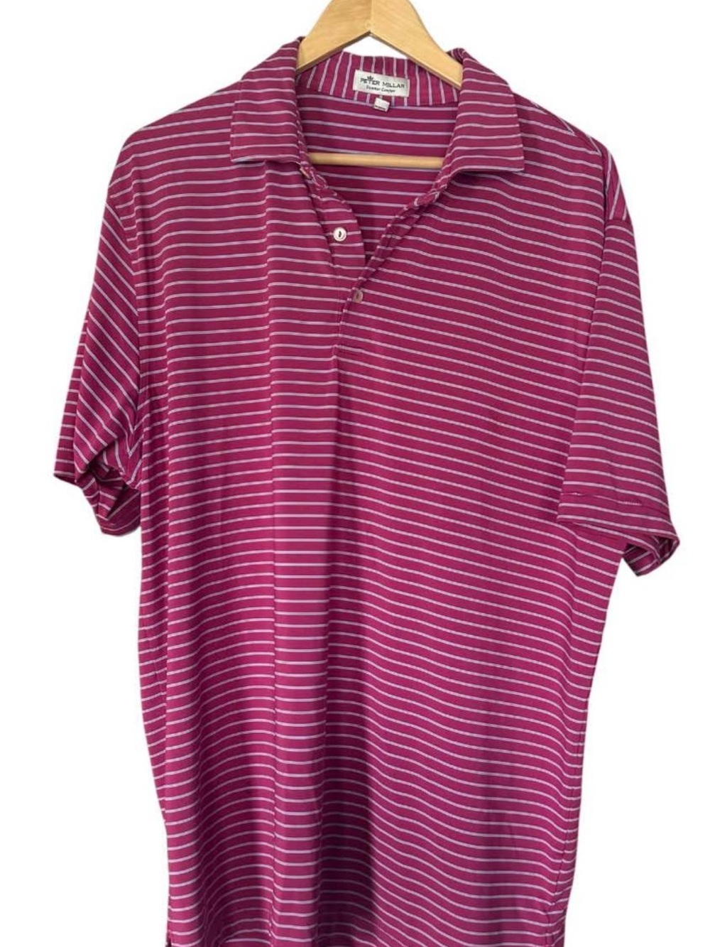 Peter Millar Men’s Striped Polo Shirt - Raspberry Stripe